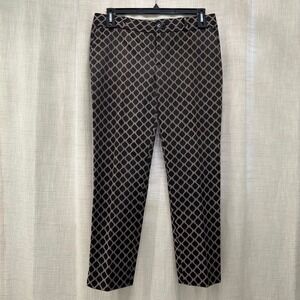 Banana Republic Women's 10 Camden-Fit ankle pants black tan geometric diamond